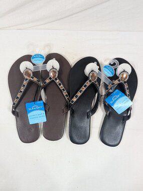Sun & Sky Rhinestone Flip Flops 9-10